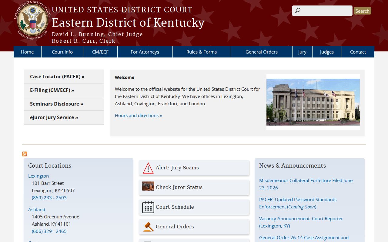 McCreary County criminal records in the Eastern District of Kentucky