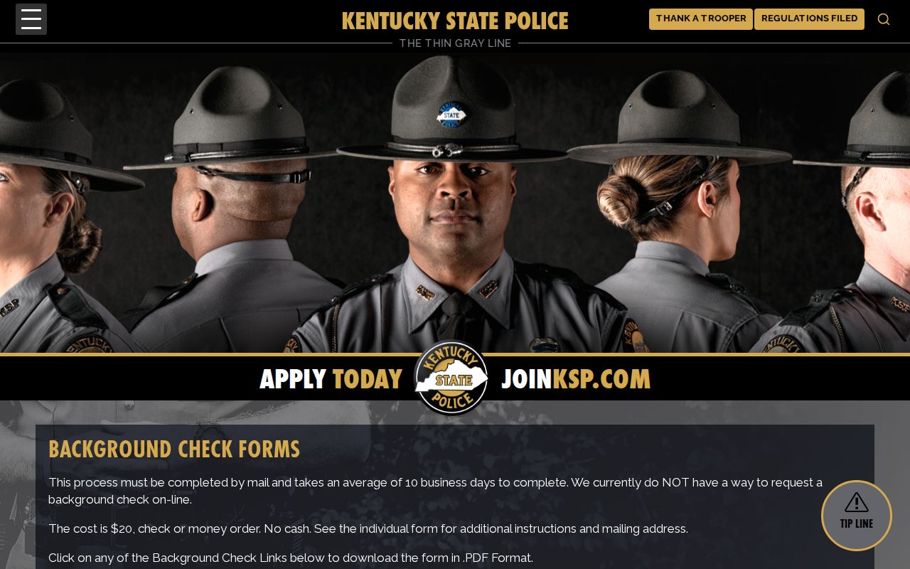 McCreary County criminal history Kentucky State Police record forms