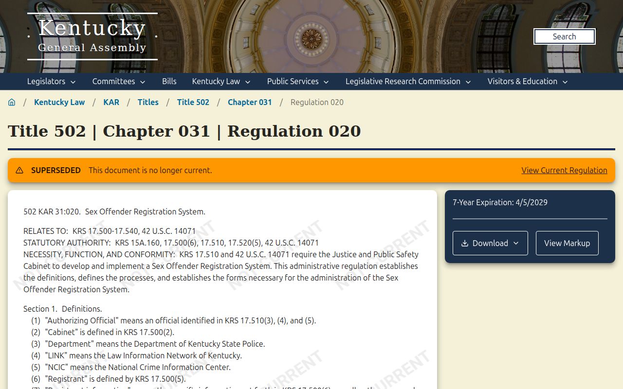 McCreary County sex offender registration process regulation