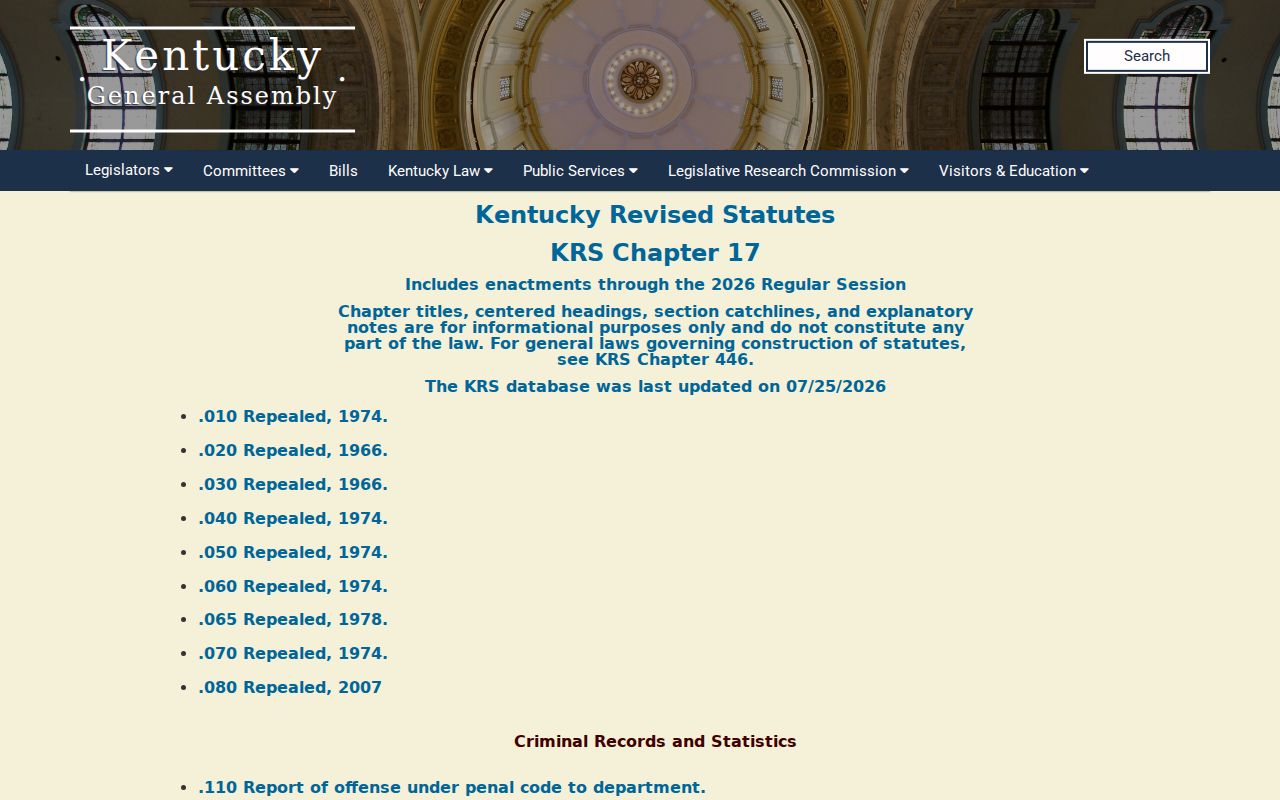 Kentucky laws for McCreary County sex offender registry duties